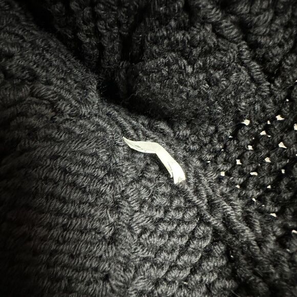 Blue Les Copains Womens Chunky Knit Cardigan Sweater Size XL Black Boho Textured - Picture 9 of 10